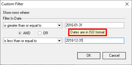 Date Range - All records added between January 31, 2016 and December 31, 2018